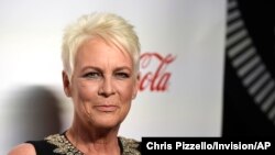 FILE - Jamie Lee Curtis is pictured at the Big Screen Achievement Awards in Las Vegas, April 4, 2019. Curtis starred in 1978's "Halloween" and the 2018 sequel. Two more films in the saga are planned.