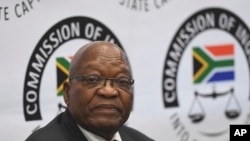 Former South Africa President Jacob Zuma appears before a commission probing allegations of corruption during his tenure as the country's leader as president from 2009 until 2018, in Johannesburg, July 15, 2019. 
