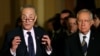Senate Minority Leader Harry Reid (D-NV) (R) and Senator Chuck Schumer (D-NY) speak with reporters regarding a stop-gap funding bill to avoid a federal government shutdown later this week on Capitol Hill in Washington, Sept. 27, 2016. 