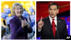 Democratic presidential candidate Hillary Clinton and Republican presidential candidate Marco Rubio.