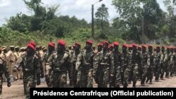 Central African Republic soldiers, trained by Russian instructors in Bangui 