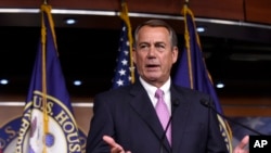 Ketua DPR John Boehner dalam sebuah konferensi pers di Gedung Capitol, Washington DC (Foto: dok).