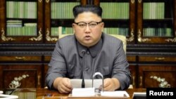 朝鲜中央通讯社公布的朝鲜领导人金正恩对美国总统川普在联合国上的演讲做出回应(2017年9月22日)