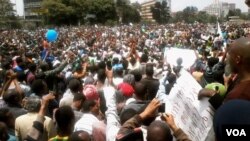 Ethiopians participating in anti-government demonstration in capital city Addis Ababa, June 2, 2013. (Marthe van der Wolfe/VOA)