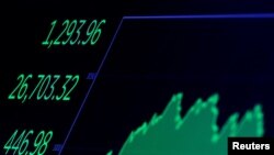 Algunos de los índices de Wall Street volvieron a la fluctuación en medio de la pandemia, después de que los inversores están prestando mayor atención a las pujas comerciales entre China y EE.UU. En la imagen, un gráfico de archivo del promedio Dow Jones.
