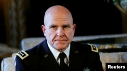 FILE - National Security Adviser Army Lt. Gen. H.R. McMaster at President Trump's Mar-a-Lago estate in Palm Beach, Florida, February 20, 2017. 