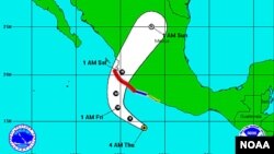 Trayectoria prevista para el huracán Patricia.