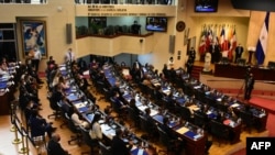 Inauguración de la nueva Asamblea Legislativa de El Salvador, con mayoría de miembros del partido gobernante Nuevas Ideas, en San Salvador, el 1 de mayo de 2021.
