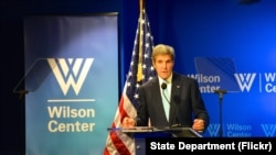 El Secretario de Estado John Kerry durante el discurso sobre el Acuerdo de Asociación TransPacífico, el 28 de septiembre de 2016.
