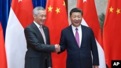 新加坡總理李顯龍與中國國家主席習近平9月20日在人民大會堂會晤