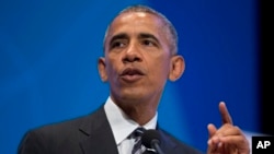 President Barack Obama speaks at the Global Entrepreneur Summit at Stanford University in California, June 24, 2016, where he gave opening remarks on Britain voting to leave the 28-nation European Union. 