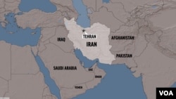 IRAN shaded relief map with TEHRAN (capital) locator, partial graphic