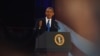 Shugaba Barack Obama lokacin da yake jawabin nasara daren talata a Chicago.