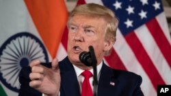 El presidente de EE.UU., Donald Trump, ofreció una conferencia de prensa en Nueva Delhi el martes 25 de febrero de 2020, al final de su visita a India.