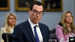 Treasury Secretary Steven Mnuchin on Capitol Hill in Washington, March 11, 2020