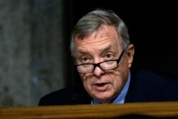 FILE - Sen. Richard Durbin, D-Ill., speaks during a Senate Judiciary Committee oversight hearing on Capitol Hill in Washington, Aug. 5, 2020.