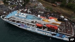 In this image taken from the Free Gaza Movement website on May 28, 2010, one of the Turkish ships taking part in the 'Freedom Flotilla' is seen docked prior to heading for the shores off the Gaza Strip