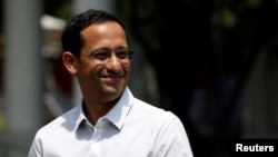 Nadiem Makarim, di Istana Kepresidenan, Jakarta, 21 Oktober 2019. (Foto: Reuters)