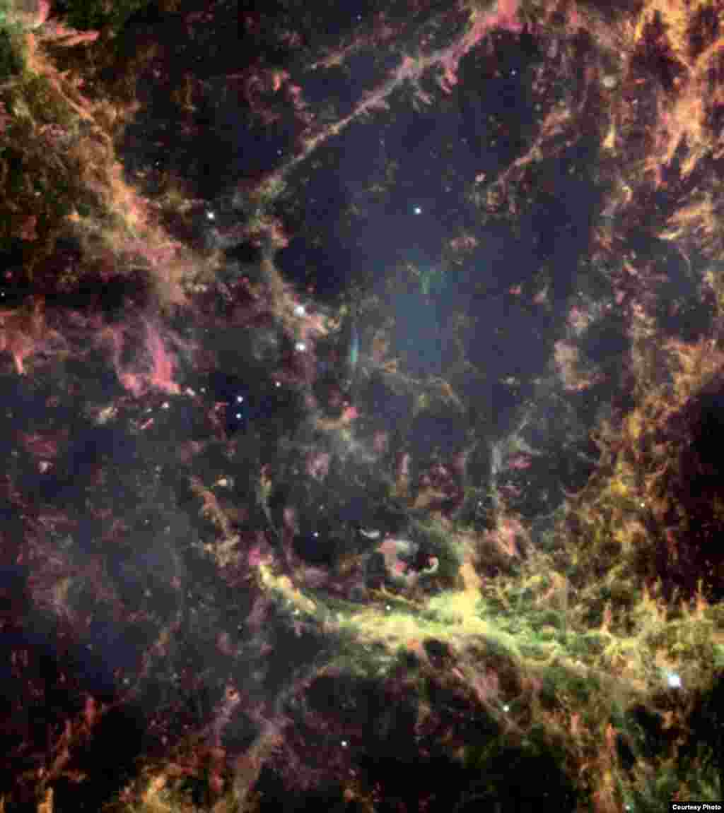 This image surveys star birth in the Great Orion Nebula, which is located 6,500 light-years from Earth and is the remnant of a star that began its life with about 10 times the mass of our own Sun. (NASA)