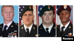 Combinación de fotos de los soldados estadounidenses de las fuerzas especiales muertos en Níger: de izquierda a derecha sargentos Jeremiah Johnson, Bryan Black, Dustin Wright y La David Johnson.