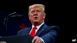President Donald Trump delivers remarks at the Sharon L. Morse Performing Arts Center in The Villages, Florida, Oct. 3, 2019.
