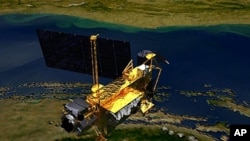 This conceptual image shows the Upper Atmosphere Research Satellite (UARS), launched on September 15, 1991, by the space shuttle Discovery.