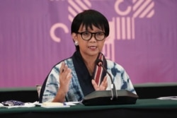 Menlu Retno Marsudi dalam jumpa pers virtual, Jumat, 7 Agustus 2020. (Foto: Courtesy/Kemlu)