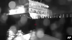Drone lintas laut mendekati kapal tanker Rusia di Laut Hitam. Pejabat Rusia menuding drone Ukraina menabrak sebuah kapal tanker Rusia di Laut Hitam dekat Krimea. (Foto: AP)