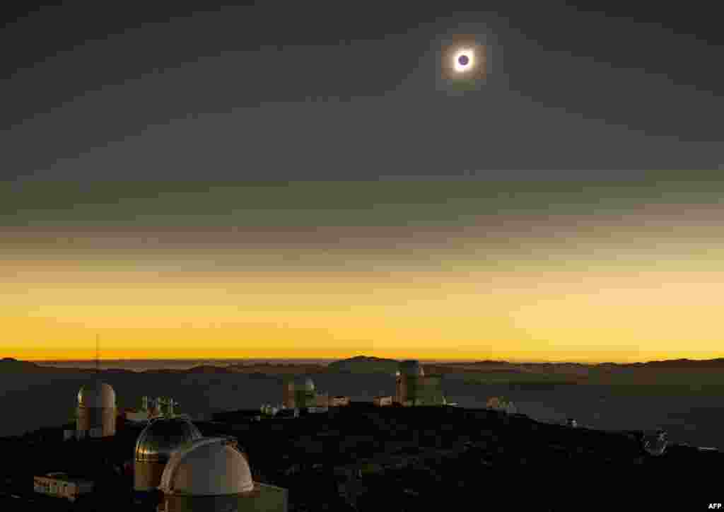 Solar eclipse is seen from the La Silla European Southern Observatory (ESO) in La Higuera, Coquimbo Region, Chile, July 02, 2019. Tens of thousands of tourists viewed a rare total solar eclipse that turned day into night along a large swath of Latin America's southern cone, including much of Chile and Argentina.