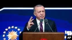 Turkish President Recep Tayyip Erdogan speaks in Ankara, Turkey, March 2, 2021. 