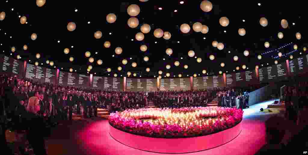 Nearly four months after the tragedy, grieving family members and friends of victims of the Malaysia Airlines Flight 17 disaster gathered around 298 candles representing each of the victims during a national commemoration ceremony in Amsterdam, Netherlands, Nov. 10, 2014.