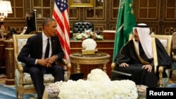 دیدار باراک اوباما رئیس جمهوری آمریکا و ملک سلمان پادشاه جدید عربستان سعودی در ریاض - ۷ بهمن ۱۳۹۳ 