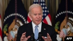 Presiden Amerika Serikat Joe Biden di Gedung Putih, Washington, D.C., 6 November 2021. (ROBERTO SCHMIDT / AFP).