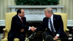Presiden Donald Trump saat bertemu Presiden Mesir Abdel Fattah al-Sisi. (Foto:dok) 