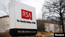 A sign marks the entrance to RAS's facility in Bedford, Massachusetts, March 28, 2014.