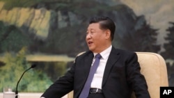 FILE - Chinese President Xi Jinping speaks during a meeting with Tedros Adhanom, director general of the World Health Organization, at the Great Hall of the People in Beijing, Jan. 28, 2020. 