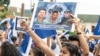 Ciudadanos nicaragüenses exiliados en Costa Rica realizan una manifestación contra las elecciones en Nicaragua y el presidente Daniel Ortega, en San José, Costa Rica, el 7 de noviembre de 2021.