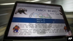 FILE - A screenshot of the Fancy Bears website fancybear.net is seen on a computer screen in Moscow, Russia, Sept. 14, 2016.