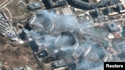 Picha ya satelaiti inaonyesha majengo yalivyoungua katika mji wa Mariupol nchini Ukraine