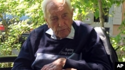104-year-old Australian scientist David Goodall sits in a wheelchair in Basel, Switzerland, May 8, 2018. 