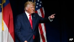 Mantan Presiden Donald Trump saat berbicara di Konvensi Partai Republik Carolina Utara, 5 Juni 2021, di Greenville. (Foto: AP)