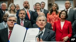 Gov. Greg Abbott speaks during a press conference on details of his plan for Texas to build a border wall and provide $250 million in state funds as a "down payment.", June 16, 2021 in Austin, Texas.