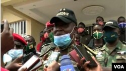 FILE - General Nka Valere, commander of Cameroon troops fighting separatists in Cameroon's English speaking Northwest region, Apr. 19, 2021. (Moki Edwin Kindzeka/VOA)