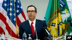 美国财政部长姆努钦在世界银行/国际货币基金组织春季会议上回答记者提问