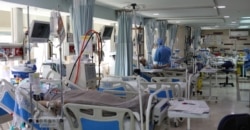 Patients with coronavirus disease (COVID-19) lie in beds at the ICU of Sasan Hospital, in Tehran, Iran March 30, 2020. (West Asia News Agency/Ali Khara via Reuters)