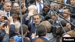 Presidente francês cessante, Nicolas Sarkozy em campanha para a segunda-volta das eleições presidenciais de Domingo