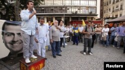 Marcelo Freixo, candidato a prefeito do Rio de Janeiro, em campanha eleitoral