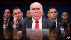 CIA Director John Brennan appears at a House Intelligence Committee hearing on worldwide threats on Capitol Hill in Washington, Thursday, Feb. 25, 2016. 