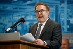FILE - Environmental Protection Agency Administrator Andrew Wheeler speaks at a news conference in Washington, Sept. 12, 2019.