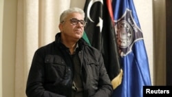 Fathi Bashagha, Interior Minister of the Tripoli-based UN-backed Government of National Accord (GNA) speaks to Reuters after escaping an assassination attempt on him, in Tripoli, Libya, Feb. 21, 2021.